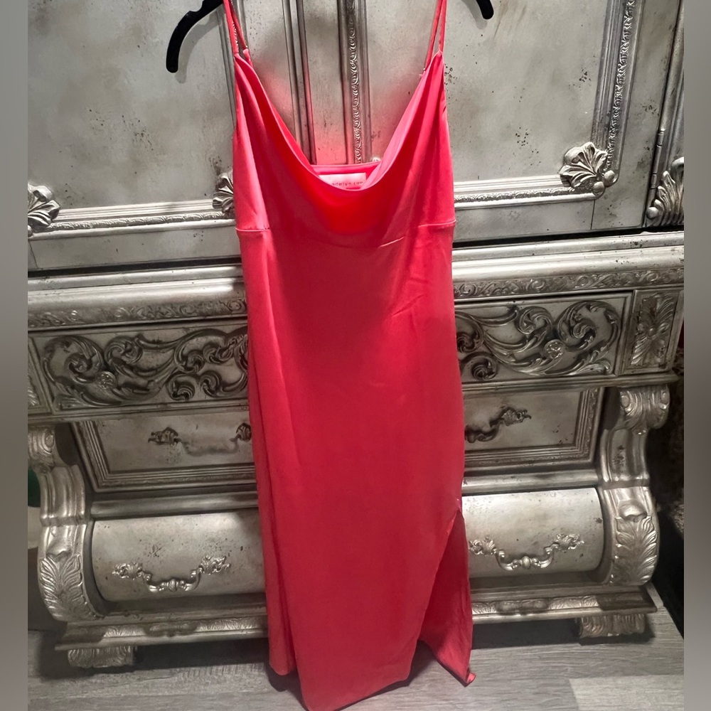 Adelyn Rae Pink Satin Maxi Dress Size Small